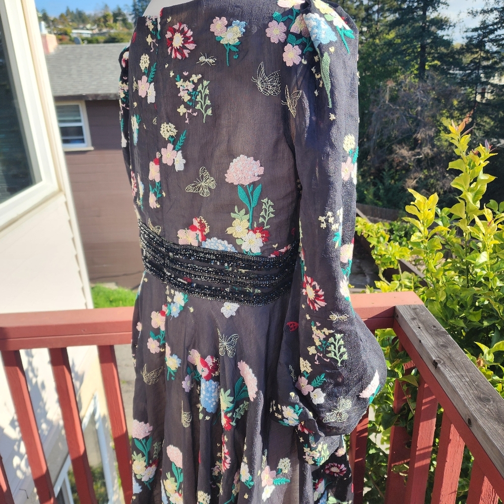 MAC DUGGAL ✨ Long Sleeve Dress, Wedding Guest | black embroidery flowers - Picture 13 of 14